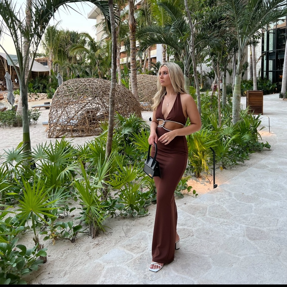 Meshki Nicha Diamente Maxi dress in brown